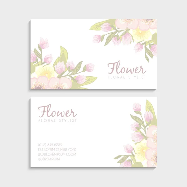 Flower Business Cards Template — Stock Vector