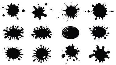 Siyah Mürekkep Dökme Dokusu Grunge, Soyut, Tasarım İçin Yüksek Karşıtlık Lekeleri