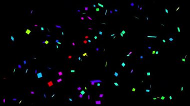 Renkli konfeti parti patlatıcıları siyah, konfeti patlaması şeffaf arka planda 4k yüksek çözünürlüklü