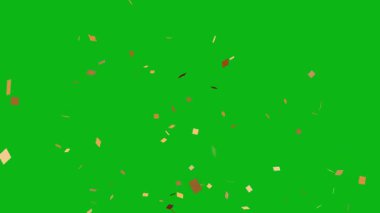 Yeşil ekranda altın konfeti partisi patlaması 4K animasyon