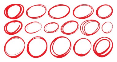 Vurgulama ve İşaretleme PNG Üst Düzey Elementleri için Kırmızı El Çizilmiş Çemberler