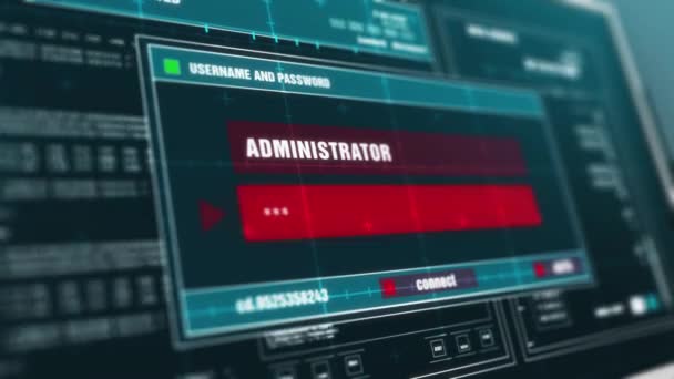 Ddos Ataque Notificación Advertencia Seguridad Del Sistema Mensaje Error Alerta — Vídeo de stock