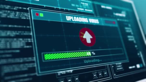 Virus Cargando Alerta Progreso Mensaje Virus Cargado Alerta Pantalla Pantalla — Vídeo de stock