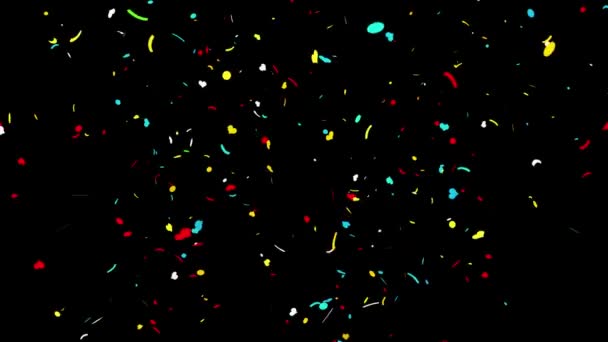 Bottom Center Multi Forma Realista Multicolorido Confetti Multi Shape Gunshot — Vídeo de Stock