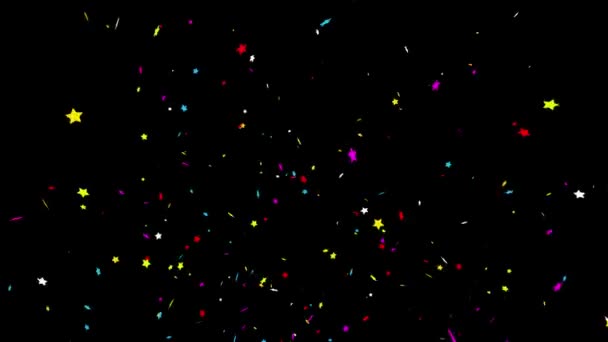 Bottom Left Star Realistico Multicolore Confetti Multi Shape Sparatutto Esplosioni — Video Stock