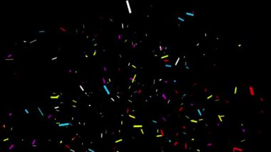 Siyah/yeşil 4k arka plan Bottom_Right_Rectangle_line gerçekçi çok renkli konfeti çok şekil kurşun Popper patlamalar çekim düşüyor. Düğün, Doğum günü, kutlama, karnaval, parti veya tatil