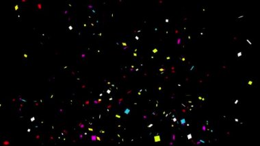 Siyah/yeşil 4k arka plan Bottom_right_Rectangle gerçekçi çok renkli konfeti çok şekil kurşun Popper patlamalar çekim düşüyor. Düğün, Doğum günü, kutlama, karnaval, parti veya tatil