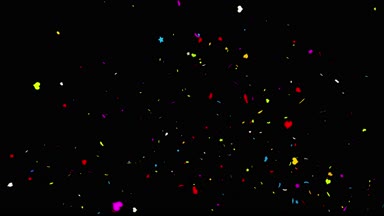  Bottom_Right__Multi şekil gerçekçi çok renkli konfeti çok şekil kurşun Popper patlamalar çekim düşen siyah/yeşil 4k arka plan. Düğün, Doğum günü, kutlama, karnaval, parti veya tatil