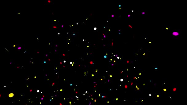 Bottom Right Circle Realistico Confetti Multicolore Multi Shape Gunshot Popper — Video Stock