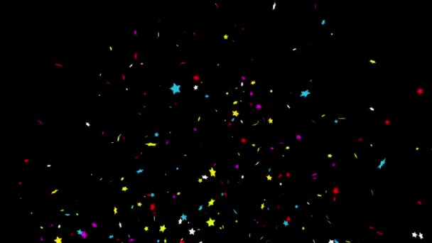 Bottom Right Star Realistic Multicolored Confetti Multi Shape Gunshot Popper — Vídeo de stock