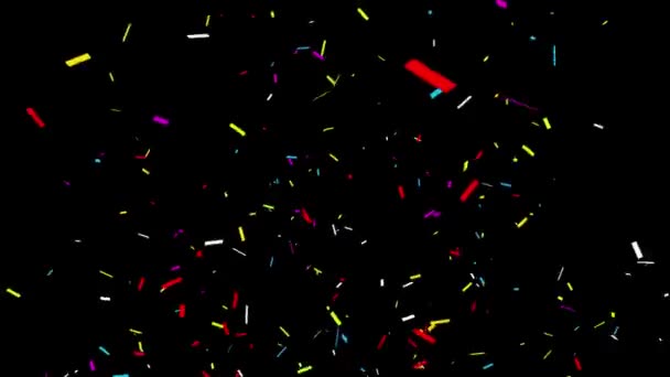 Bottom_Left_Rectangle_Line Realistic Multicolored Confetti Multi Shape Gunshot Popper Explosions Shooting — Stock Video