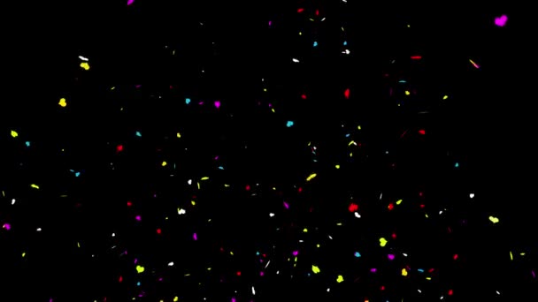 Bottom_Right__Heart Realistic Multicolored Confetti Multi Shape Gunshot Popper Explosions Shooting — Stock Video