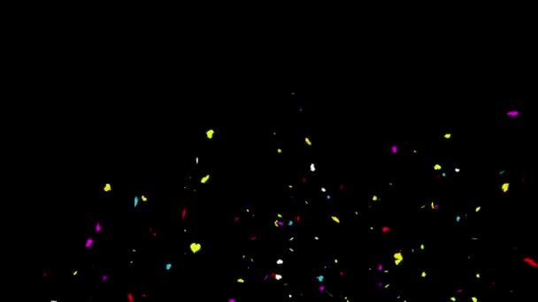 Bottom_Left_Right_Heart Realistisch Veelkleurige Confetti Multi Vorm Gunshot Popper Explosies Schieten — Stockvideo