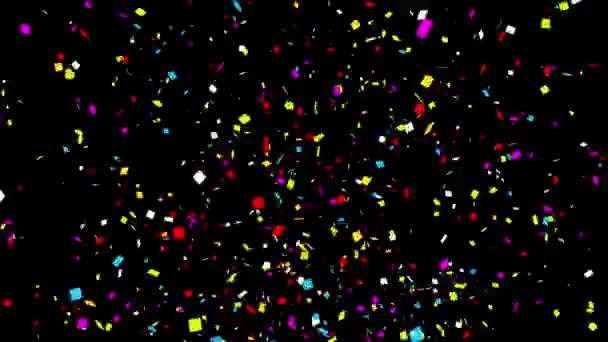 Left Right Center Square Realistic Multicolored Confetti Multi Shape Gunshot — Vídeo de Stock