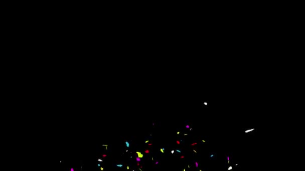 Top_And_Left_Multi_Heart Realistisch Veelkleurige Confetti Multi Vorm Gunshot Popper Explosies Schieten — Stockvideo