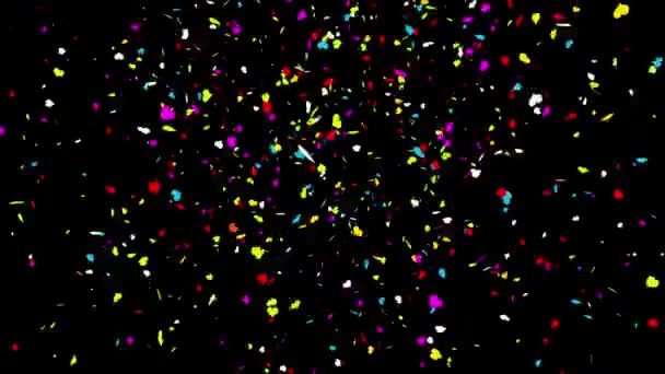 Left Right Center Heart Realistic Multicolored Confetti Multi Shape Gunshot — Vídeo de Stock