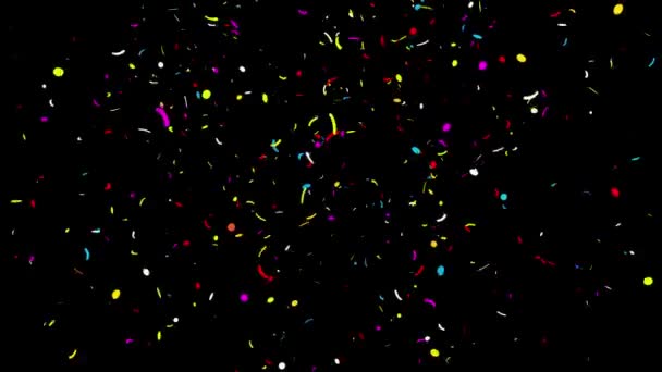 Left _ and _ Right _ Center _ heart and _ cover Réaliste Multicolore Confettis Multi Forme Coup de feu Popper Explosions Tir Tombé arrière-plan 4k noir / vert. Anniversaire, Anniversaire, Fête, Fête, Fête, Mariage 