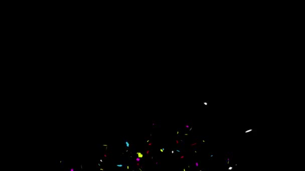 Haut _ and _ left _ Multi shape Réaliste Multicolore Confettis Multi Shape Coup de feu Popper Explosions Tir Tombé fond 4k noir / vert. Anniversaire, Anniversaire, Fête, Fête, Fête, Mariage 