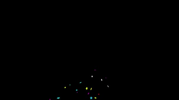 Gunshot_Individual_Right_Star Realistisch Veelkleurige Confetti Multi Vorm Gunshot Popper Explosies Schieten — Stockvideo