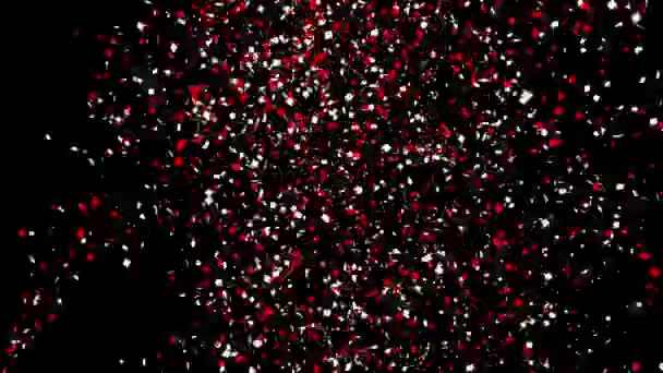 Left _Loops_Line_Rectangle Realistic Multicolored Confetti Multi Shape Gunshot Popper Explosions — Stock Video