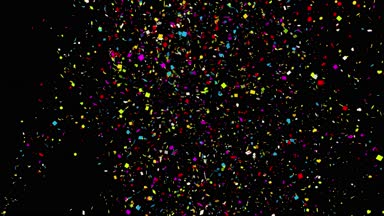 Siyah/yeşil 4k arka plan Right_Loops_Multi şekil gerçekçi çok renkli konfeti çok şekil kurşun Popper patlamalar çekim düşüyor. Düğün, Doğum günü, kutlama, karnaval, parti veya tatil