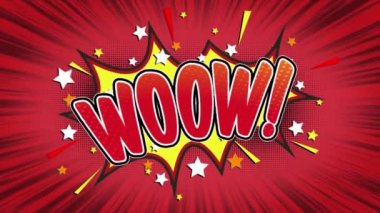 Vay be Word Retro karikatür komik kabarcıklar Popup stil ifadeler renkli bomba ve duman şerit noktalı ve kırmızı hız radyal sorunsuz döngü animasyon siyah / yeşil ekran satırı 4k arka plan doodle