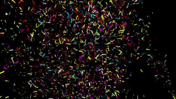 Vänster _Loops_Line_Rectangle Realistiska Mångfärgade Confetti Multi Form Pistolskott Popper Explosioner — Stockvideo