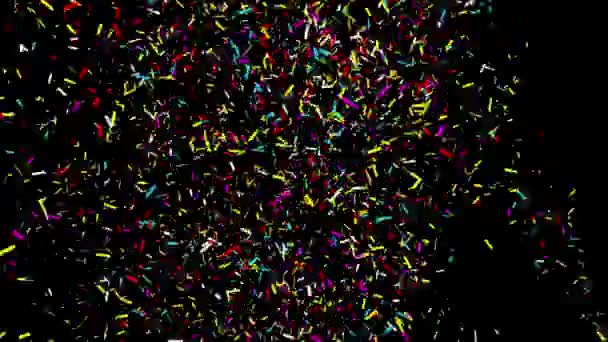 Levé _Loops_Line_rectangle realistické vícebarevné konfety Multi tvar výstřel Popper výbuchy střílet pádu černá/zelená 4k pozadí. Svatba, narozeniny, oslava, karneval, Party nebo svátek