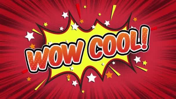 Wow Cool Word Retro Cartoon Comic Bubbles Popup Style Expressions — Video