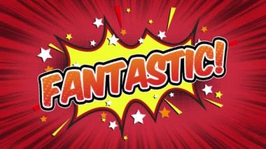 fantastik Word Retro karikatür komik kabarcıklar Popup stil ifadeler renkli bomba ve duman şerit noktalı ve kırmızı hız radyal sorunsuz döngü animasyon siyah / yeşil ekran satırı 4k arka plan doodle