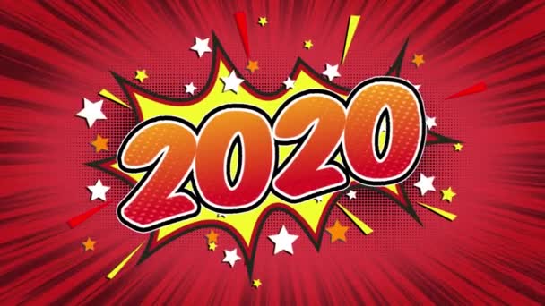 2020 Word Retro Cartoon Comic Bubbles Popup Style Expressions Colored — Stock Video