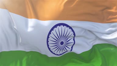 Ağır çekim klasik bayrak güneş 4 k sürekli sorunsuz döngü arka plan yükselen rüzgarlı bir günde rüzgarda düzgün Hindistan bayrağı