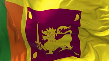 Ağır çekim klasik bayrak güneş 4 k sürekli sorunsuz döngü arka plan yükselen rüzgarlı bir günde rüzgarda pürüzsüz Sri Lanka bayrağı