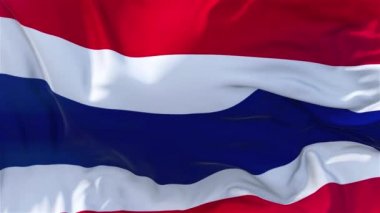 Ağır çekim klasik bayrak güneş 4 k sürekli sorunsuz döngü arka plan yükselen rüzgarlı bir günde rüzgarda pürüzsüz Tayland bayrağı