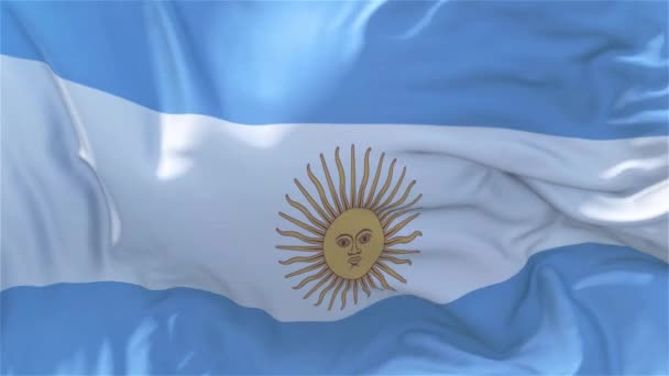 Bandeira Argentina Câmera Lenta Bandeira Clássica Sopro Suave Vento Dia — Vídeo de Stock