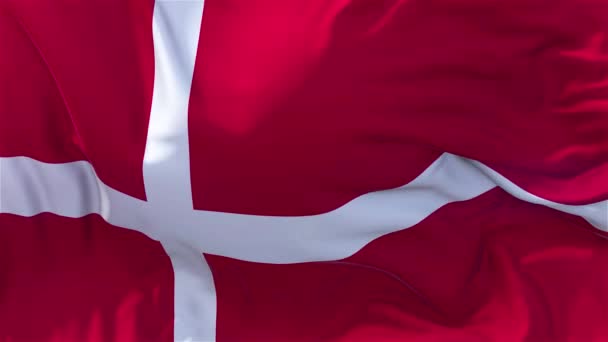 Danmark Σημαία Αργή Κίνηση Κλασικό Σημαία Ομαλή Πνέει Στον Άνεμο — Αρχείο Βίντεο