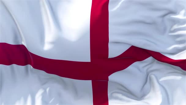 英格兰国旗在慢动作经典旗吹在风中的大风天上升的太阳4K 连续无缝环背景 — 图库视频影像