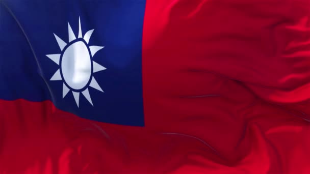 Flagę Tajwanu Zwolnionym Tempie Klasycznych Flaga Gładki Wiejący Wiatr Wietrzny — Wideo stockowe