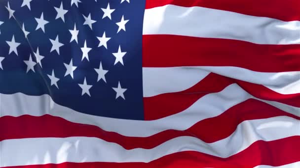 美国国旗在慢动作经典旗吹在风中的大风天上升的太阳4K 连续无缝环背景 — 图库视频影像