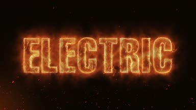 Elektrik Word sıcak yanma gerçekçi yangın alevleri Sparks duman ve sürekli üzerinde sorunsuz döngü animasyon