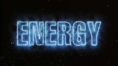 Enerji Word sıcak yanma gerçekçi yangın alevleri Sparks duman ve sürekli üzerinde sorunsuz döngü animasyon
