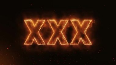 Xxx Word sıcak yanma gerçekçi yangın alevleri Sparks duman ve sürekli üzerinde sorunsuz döngü animasyon