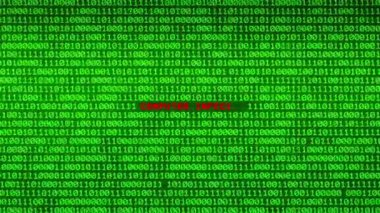 Yeşil ikili kod bilgisayar açığa duvarına enfekte kelime arasında rastgele ikili veri matris arka plan
