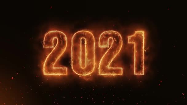 2021字热燃烧逼真的火焰火花和烟雾连续无缝循环动画 — 图库视频影像