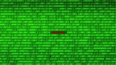 Duvar arasında rastgele ikili veri matris arka plan dijital Word açığa yeşil ikili kod