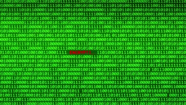 Duvar yeşil ikili kod şifreleme hatası kelime arasında rastgele ikili veri matris arka plan ortaya