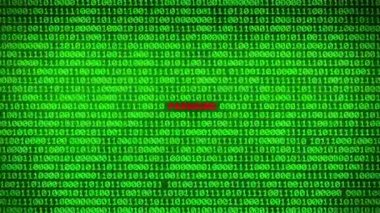 Şifre kelime arasında rastgele ikili veri matris arka plan açığa yeşil ikili kod duvarına