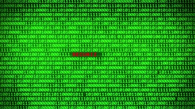 Güvenlik ihlali kelime arasında rastgele ikili veri matris arka plan açığa yeşil ikili kod duvarına