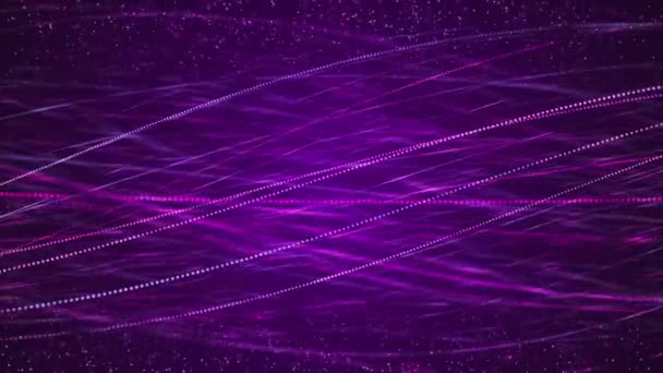 深紫色旋转线抽象条纹光线和条纹流动飞行分形发光颗粒清洁业务背景 — 图库视频影像