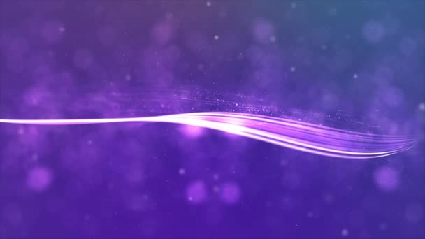平滑中紫色抽象条纹光线和条纹流动飞行分形发光颗粒清洁业务背景 — 图库视频影像
